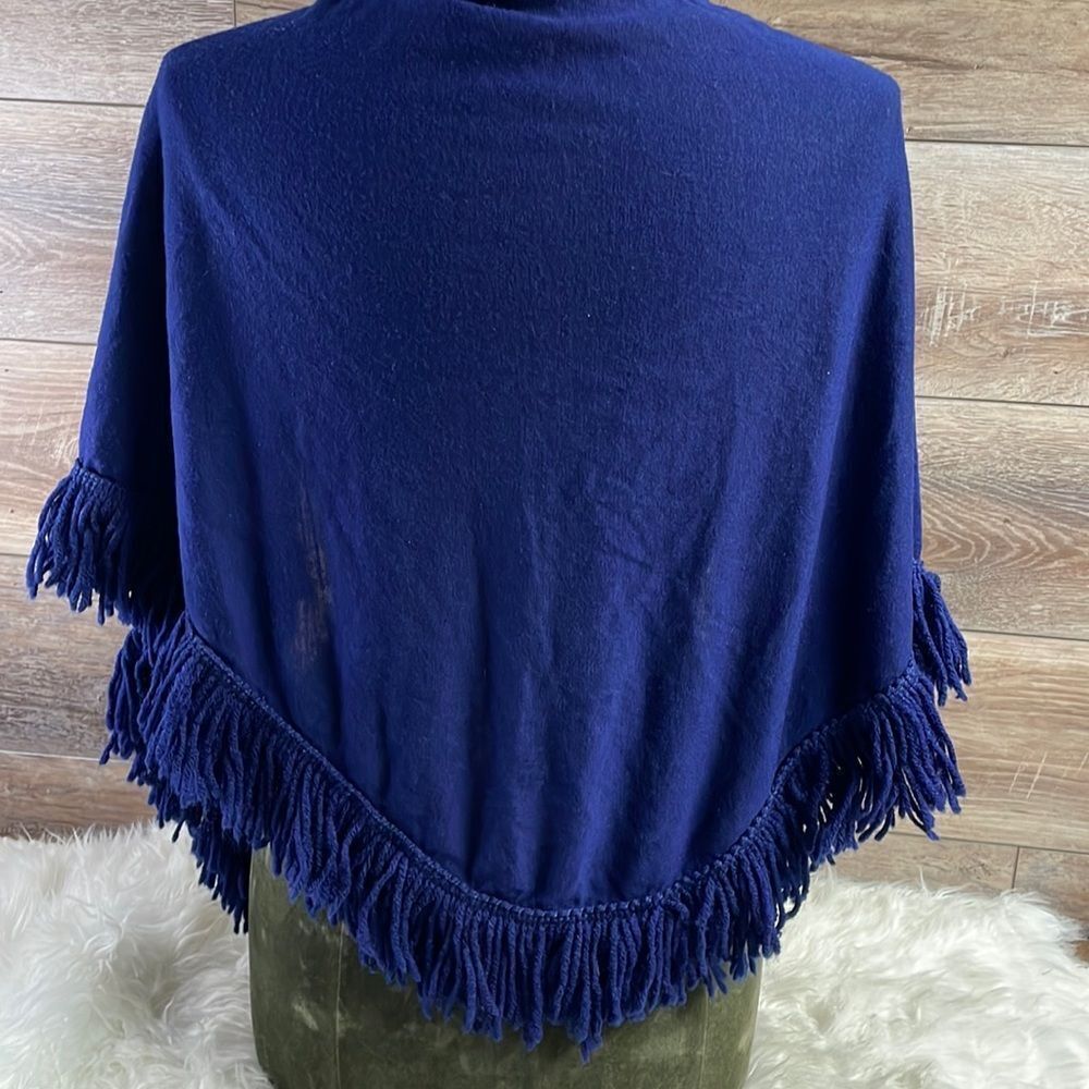 Source Unknown Navy Blue Fringe Wrap Scarf